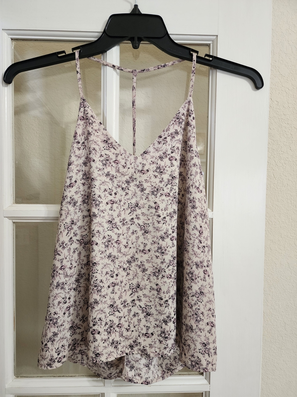 Wet Seal Purple Floral Swing Tank Cami Top Boho Coquette T Back Flowy Small
